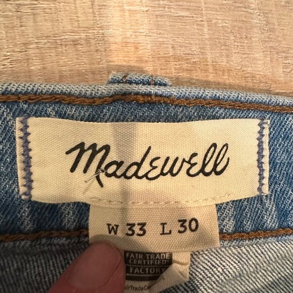 Madewell Mens Light Wash Straight-Leg Denim Jeans W33 L30 Slim Cotton Blend - Picture 5 of 9